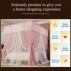 Double Curtain Yarn Three Doors Folding Portable Fashion Lace Decorative Rectangular Sleeping Net Mosquito