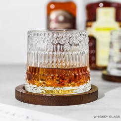 5 Pks Etched Personalized Glass Whisky Glass with Wood Base