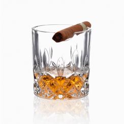 8 Pks Crystal Embossing Whiskey Cup with Cigar Holder