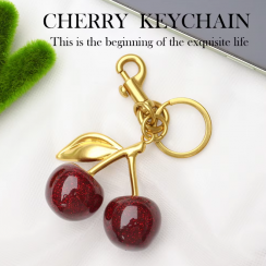 10 Pks 3D Crystal Cherry Keychain