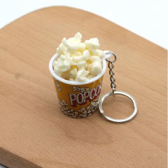 100 Pks Wholesale Funny Creative Plastic Simulation Popcorn Cup Keychain