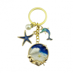 20 Pks Beautiful Sea Beach Starfish Conch Dolphin Pearl Key chain