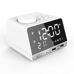 2 Pks BT Speaker Creative Digital Music Desk Clock with Radio