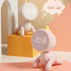 6 Pks Cute Cartoon Unicorn Smart Sleep Wake Up Night Light LED Digital Moving Alarm Clock For Kids